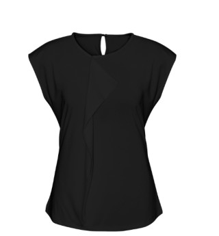 Ladies Mia Pleat Knit Top -:Black
